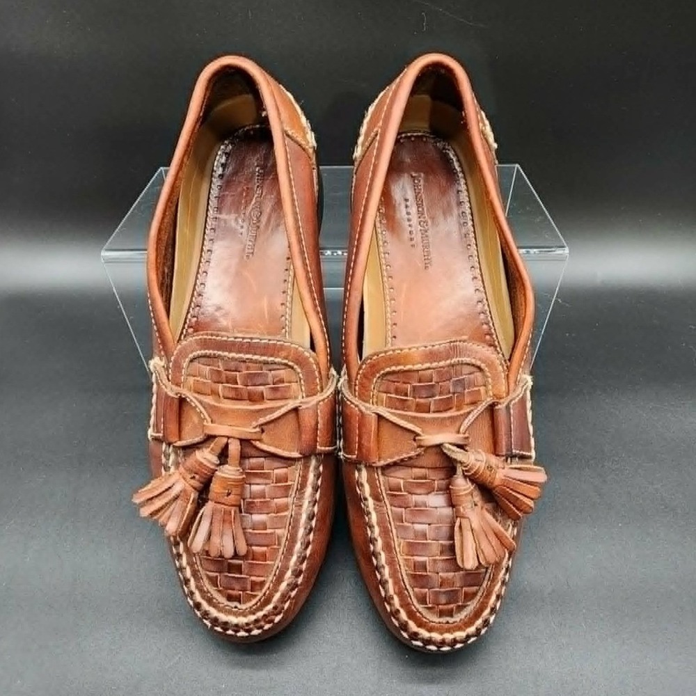 Johnston & Murphy Passport Loafers Brown Woven Tassel Mens 11.5 M Dress Shoes‎